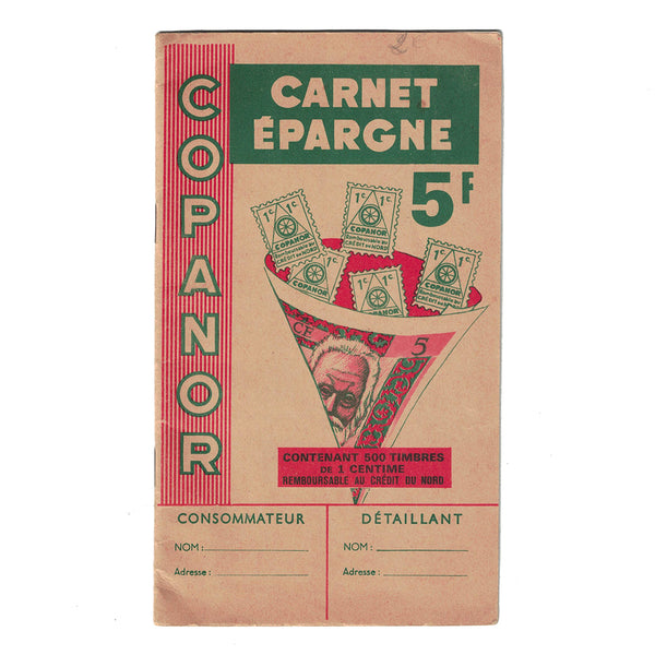 Plaque émaillée publicitaire COPANOR avec carnet épargne – Vintage – Années 1950/1960