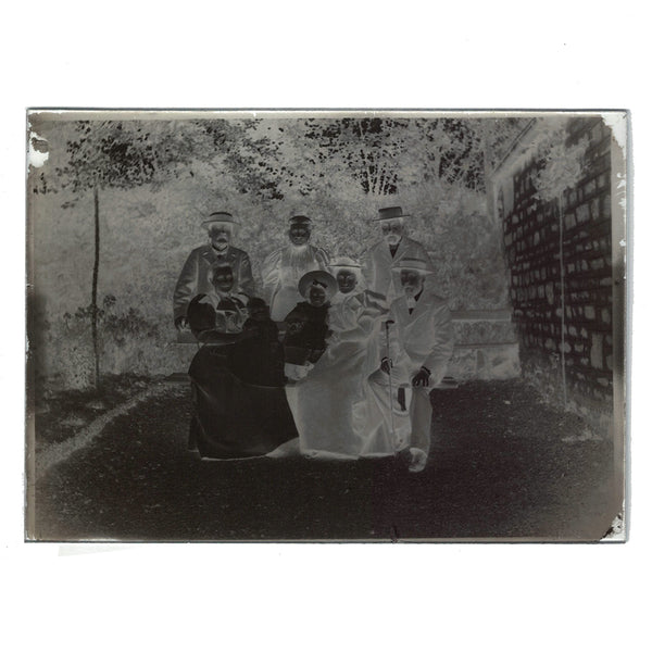 Négatif 18 x 13 / Ancienne photo plaque de verre / Famille bourgeoise - Femme