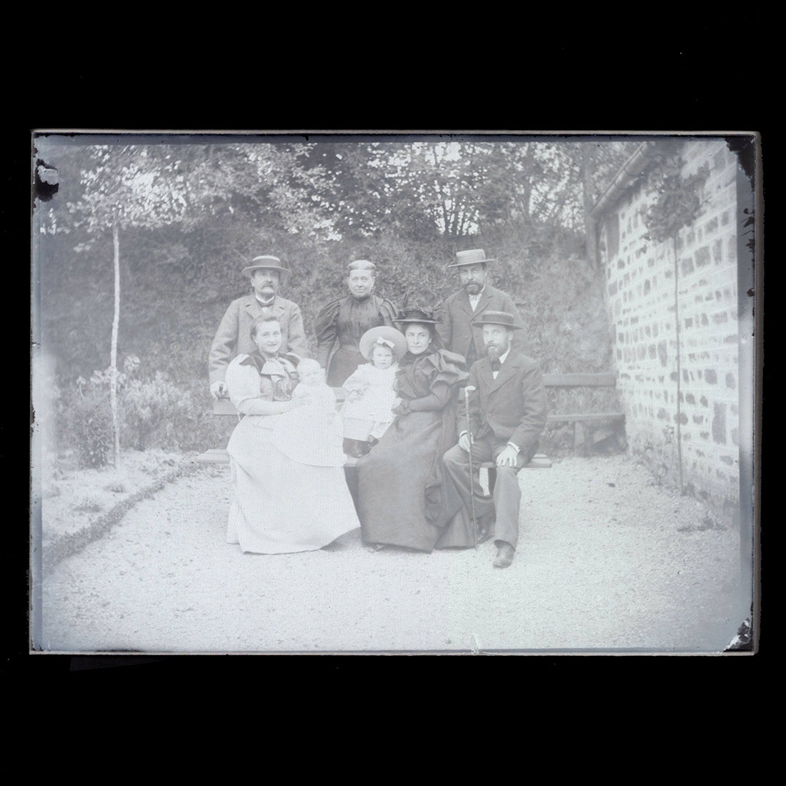 Négatif 18 x 13 / Ancienne photo plaque de verre / Famille bourgeoise - Femme