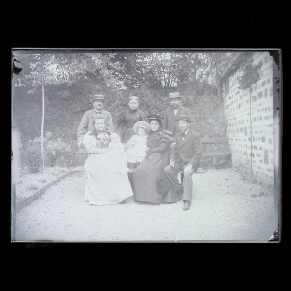 Négatif 18 x 13 / Ancienne photo plaque de verre / Famille bourgeoise - Femme