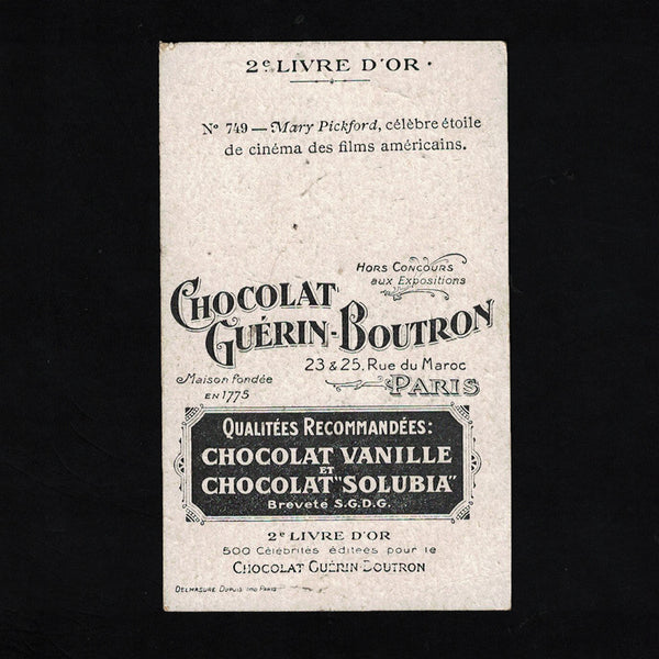 Ancienne chromo publicitaire Guérin Boutron Célébrités 749 Mary Pickford