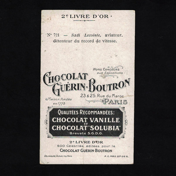 Ancienne chromo publicitaire Guérin Boutron Célébrités 721 Sadi Lecointe