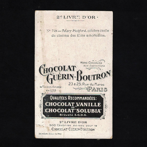 Ancienne chromo publicitaire Guérin Boutron Célébrités 749 Mary Pickford