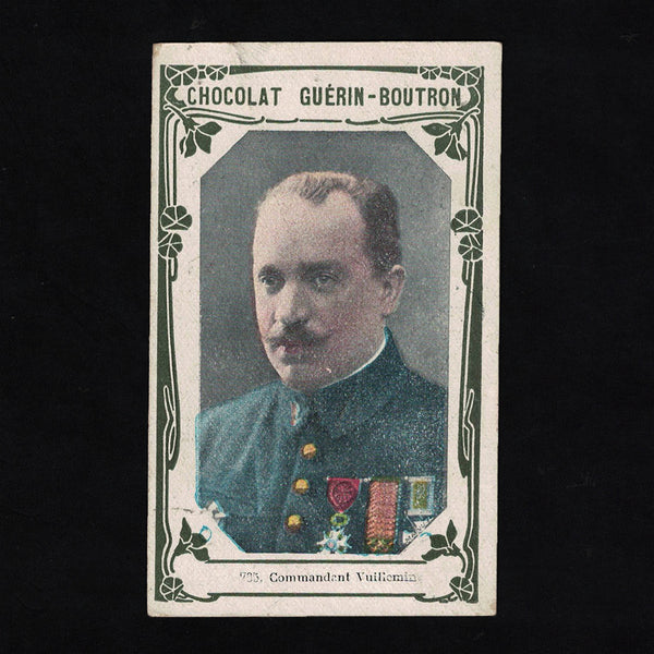 Ancienne chromo publicitaire Guérin Boutron Célébrités 705 Commandant Vuillemin