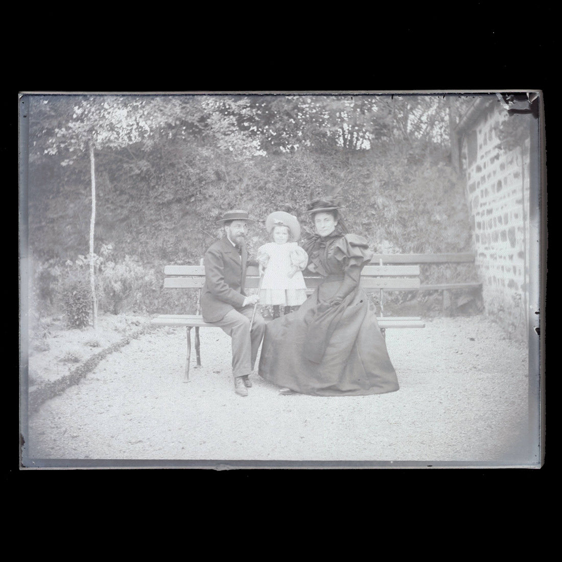 Négatif 18 x 13 / Ancienne photo plaque de verre / Famille bourgeoise / Couple