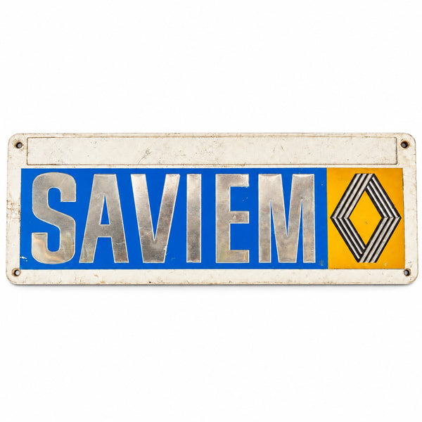 Ancienne plaque SAVIEM Renault en aluminium sur support plastique – SG2, SM8, TRM 4000