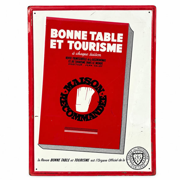 Plaque lithographiée publicitaire ancienne « Bonne Table et Tourisme » – Chaîne des Rôtisseurs