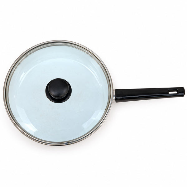 Poêle vintage émaillée Villeroy & Boch Design Naif Laplau avec couvercle en verre
