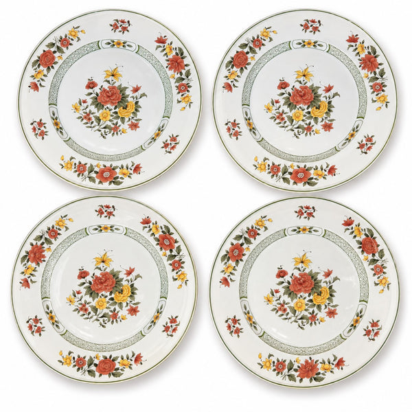 Lot de 4 de grandes assiettes de présentation Villeroy & Boch Summerday en vitro-porcelaine à décor floral