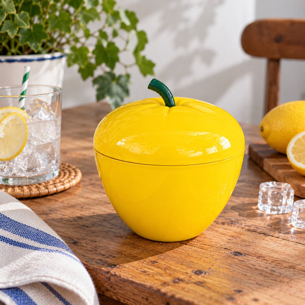 Seau à glaçons en plastique vintage en forme de pomme jaune pop – Années 1970