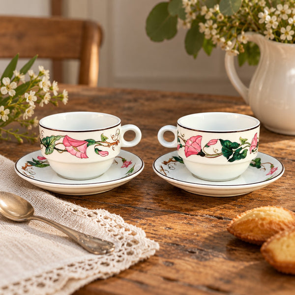 Paire de tasses à café Villeroy & Boch Palermo en VITRO-Porcelaine, décor floral