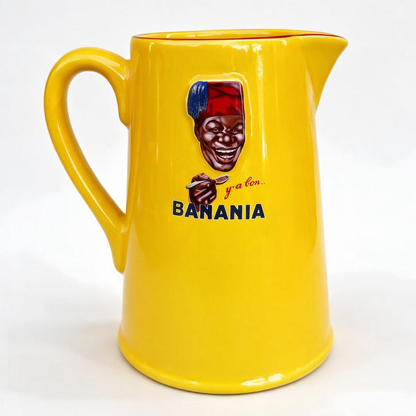 Grand pichet publicitaire Banania 1,5 L en faïence jaune – Éditions Clouet France