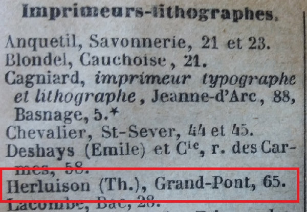 Ancienne carte photo de l'imprimerie papeterie Delamare (ancienne Maison Herluison) au 65 rue Grand Pont à Rouen