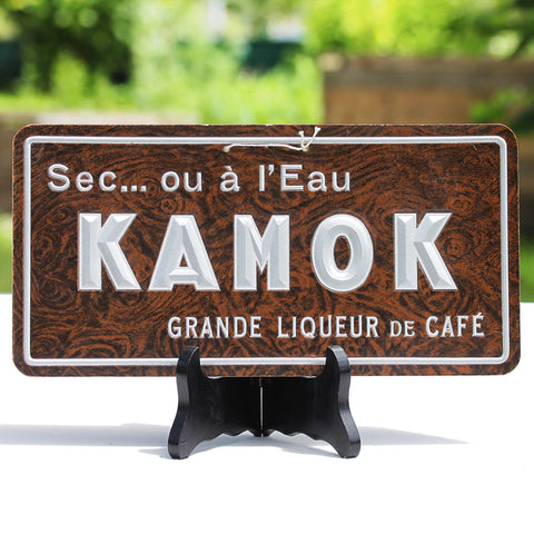 Ancien carton publicitaire de bistrot de la liqueur de café Kamok Vrignaud Luçon