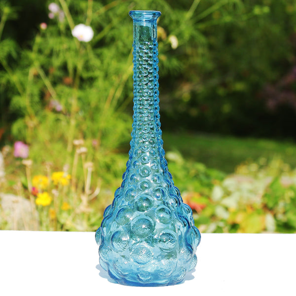 Carafe italienne en verre d'Empoli vintage bleu glacial 34.5 cm (sans bouchon)