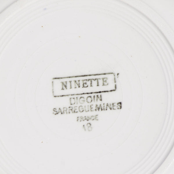 Ensemble de 8 assiettes creuses anciennes en faïence de Digoin Sarreguemines modèle Ninette