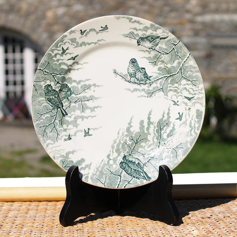 Ancienne assiette plate 21 cm en faïence de U & C Sarreguemines modèle Neige