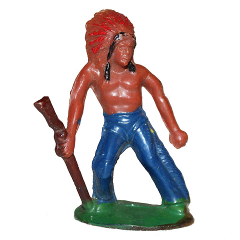 Figurine plastique Clairet guerrier / chef indien Far West