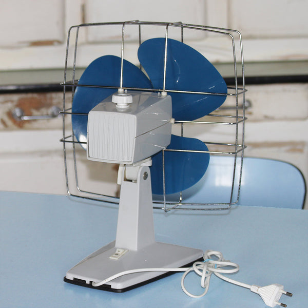 Ventilateur électrique rotatif et inclinable vintage Calor bleu et gris