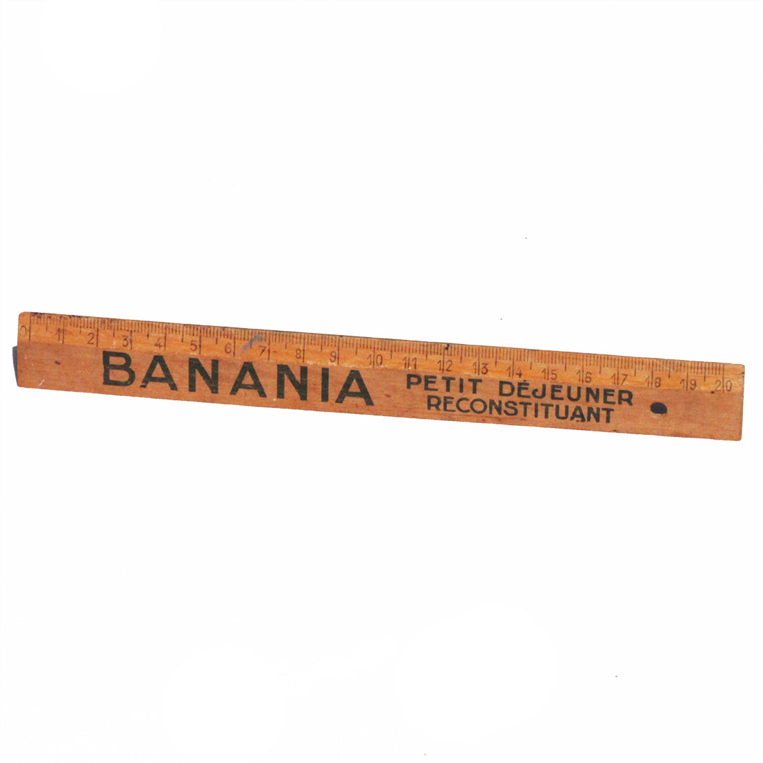 Petite règle double décimètre publicitaire vintage Banania en bois