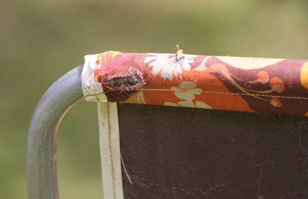 Chaise pliante de camping vintage tissu à fleurs