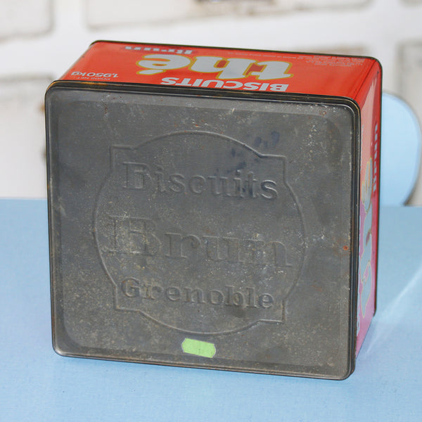 Ancienne boîte publicitaire biscuits Brun en tôle lithographiée