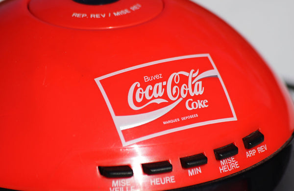 Radio réveil publicitaire Coca-Cola vintage d'inspiration Space Age