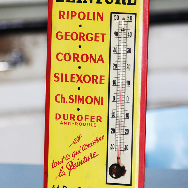 Ancien thermomètre glaçoïde publicitaire de la boutique Prisma Peinture ( années 1930/1940/1950 ) située au 46 rue Curial à Paris