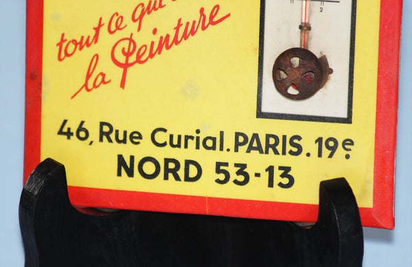 Ancien thermomètre glaçoïde publicitaire de la boutique Prisma Peinture ( années 1930/1940/1950 ) située au 46 rue Curial à Paris