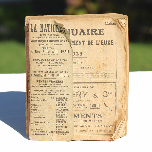 Ancien petit bottin annuaire du département de l'Eure 1925