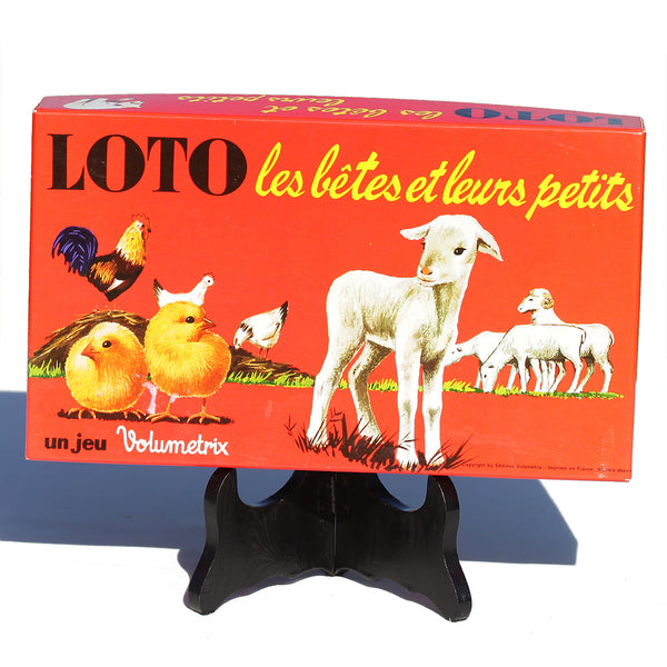 Boîte de jeu éducative Volumetrix vintage " Loto les bêtes et leur petits "