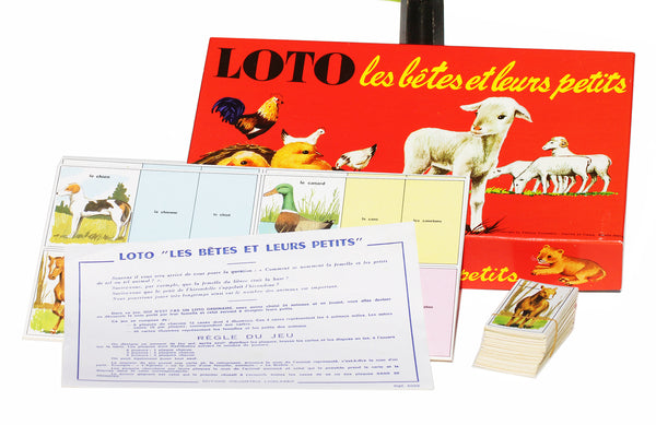 Boîte de jeu éducative Volumetrix vintage " Loto les bêtes et leur petits "