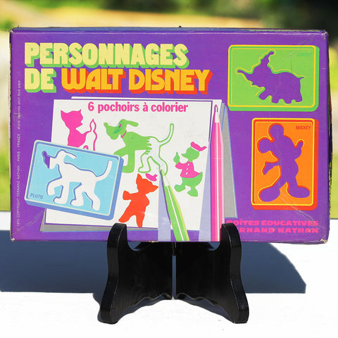Boîte de jeu éducative Nathan vintage pochoirs à colorier personnages de Walt Disney
