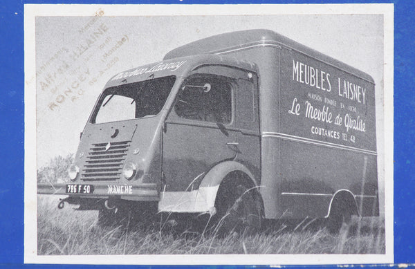 Ancien carton publicitaire porte courrier Meubles Laisney à Coutances ( Manche )