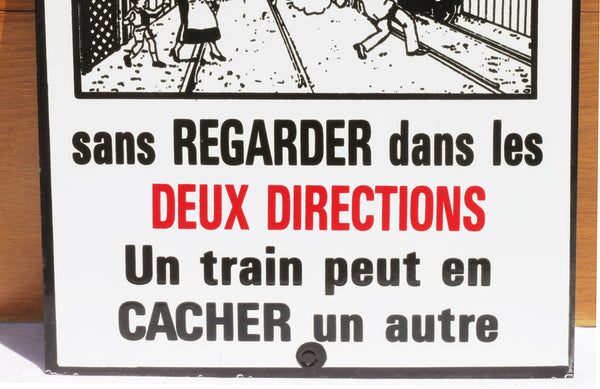 Plaque émaillée de passage à niveau SNCF " Ne traversez pas ... "