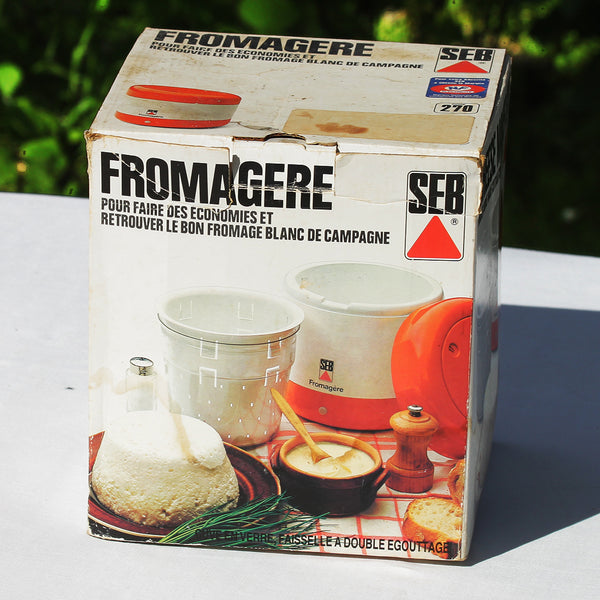 Fromagère électrique vintage orange & blanche Seb en boîte