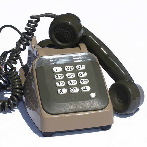 Téléphone PTT Temat Quimper Socotel 63 marron à touches vintage