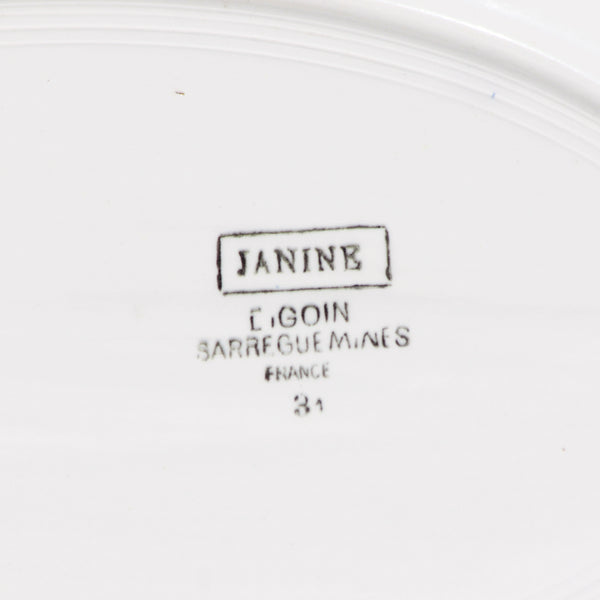 Ancien plat 31 cm en faïence de Digoin Sarreguemines modèle Janine