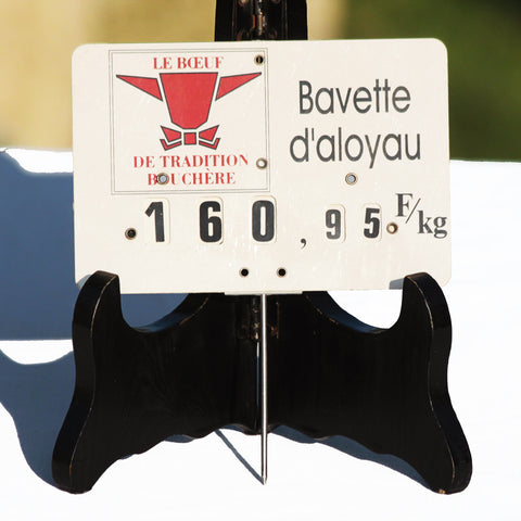 Étiquette de boucherie vintage prix Boeuf Bavette d'Aloyau