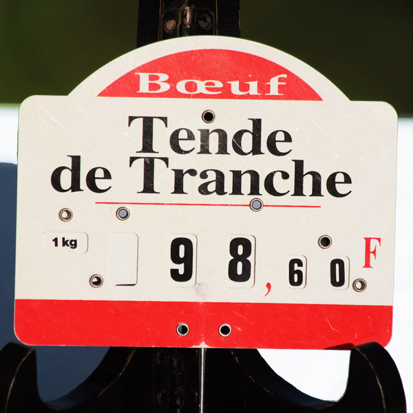 Étiquette de boucherie vintage prix Boeuf Tende de Tranche