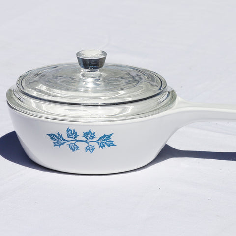 Petit poêlon en porcelaine Pyroflam vintage 15 cm + couvercle en verre