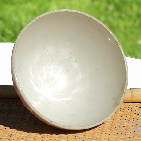 Ancien grand bol à soupe à facettes en faïence taille 18 cm