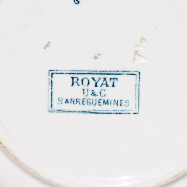 Old earthenware soup plate by U &amp; C Sarreguemines model Royat