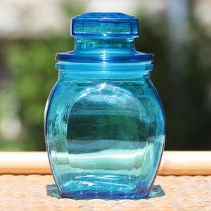 Pot / flacon / bocal d'apothicaire vintage en verre bleu avec bouchon 250 ml