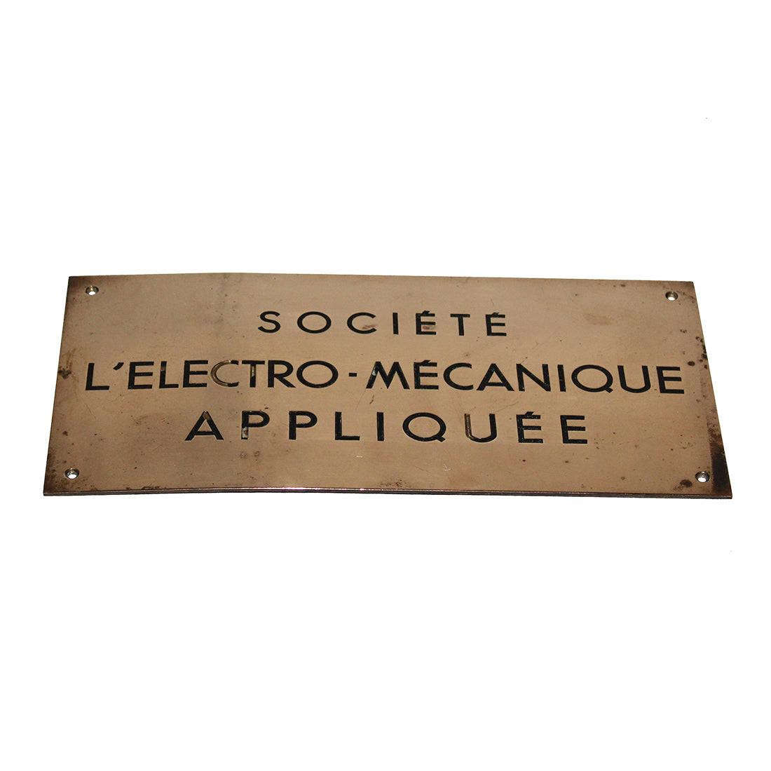 Ancienne plaque de métier en laiton Société L'Electro-Mécanique Appliquée