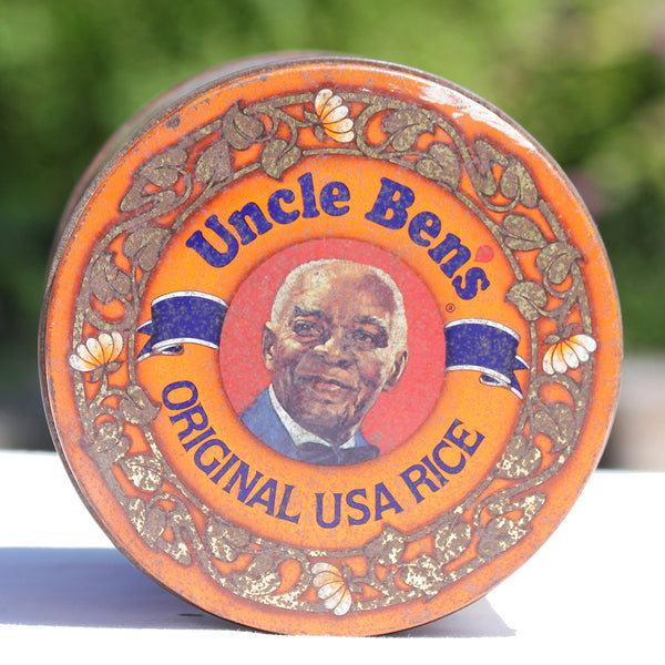 Grande boîte publicitaire US 2 kg en tôle vintage pour le riz Uncle Ben's vide