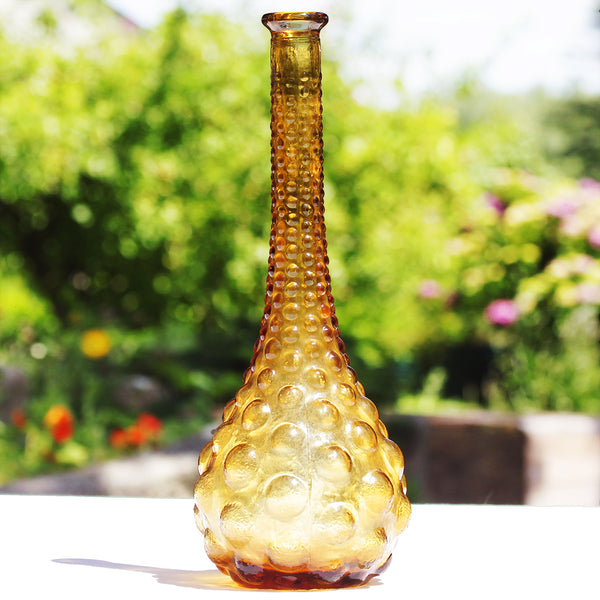 Carafe italienne en verre d'Empoli vintage ambre 34.5 cm (sans bouchon)
