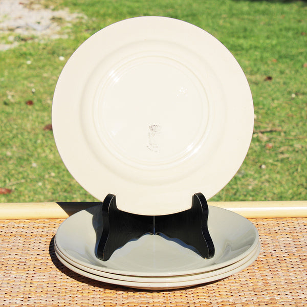 Set de 4 assiettes plates anciennes 21.5 cm en porcelaine opaque de Pexonne coloris ivoire