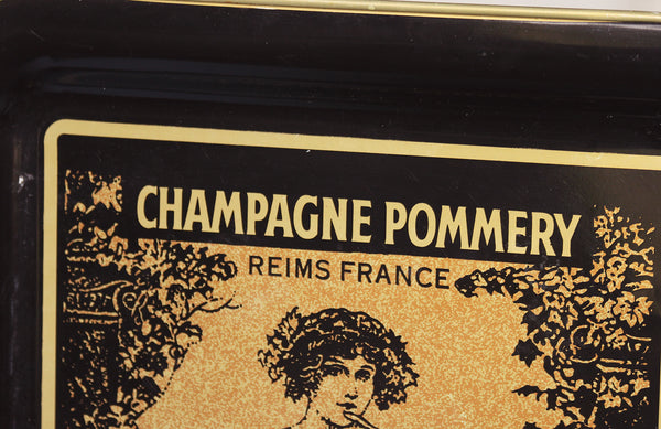 Grand plateau publicitaire vintage en tôle Champagne Pommery Reims France