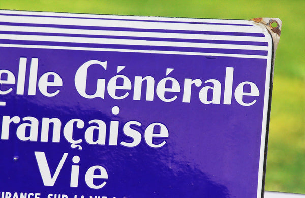 Ancienne plaque émaillée publicitaire Mutuelle Générale Française Vie ( MGF Vie )
